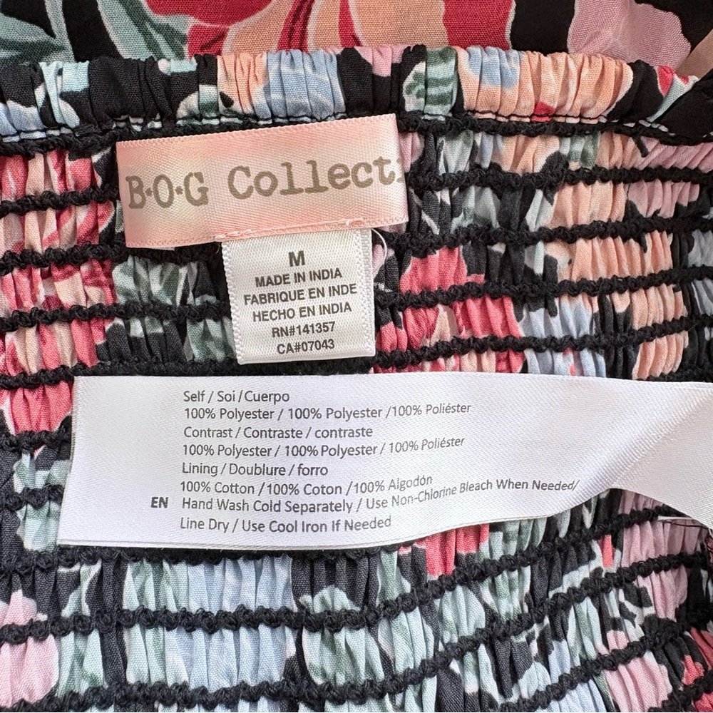 BOG Collections Black Floral Spaghetti Strap Wide Leg Jumpsuit Size Small Summer - Picture 6 of 6